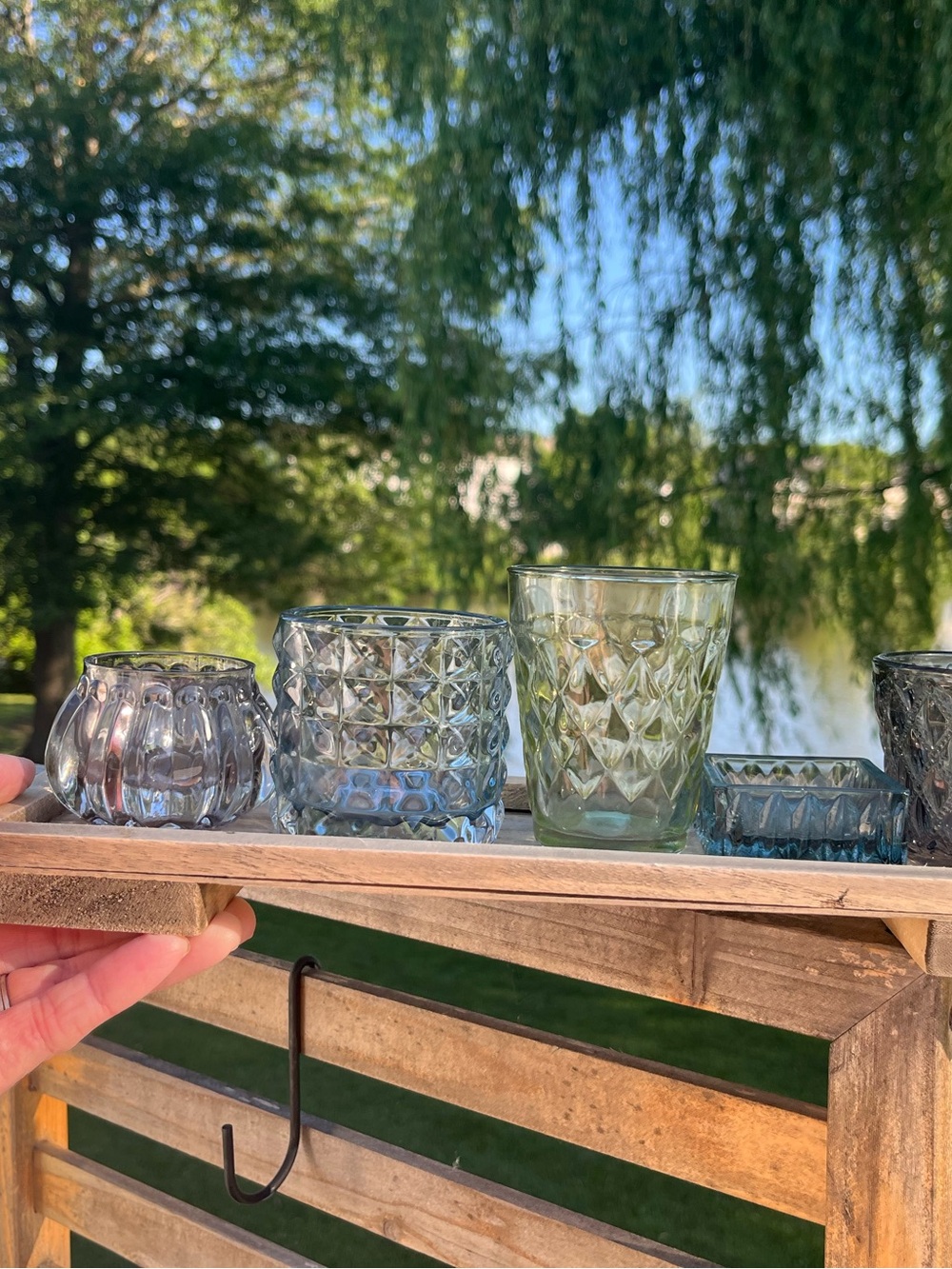 Assorted Textured Glass Votive Holders - Pastel patterned cut glass